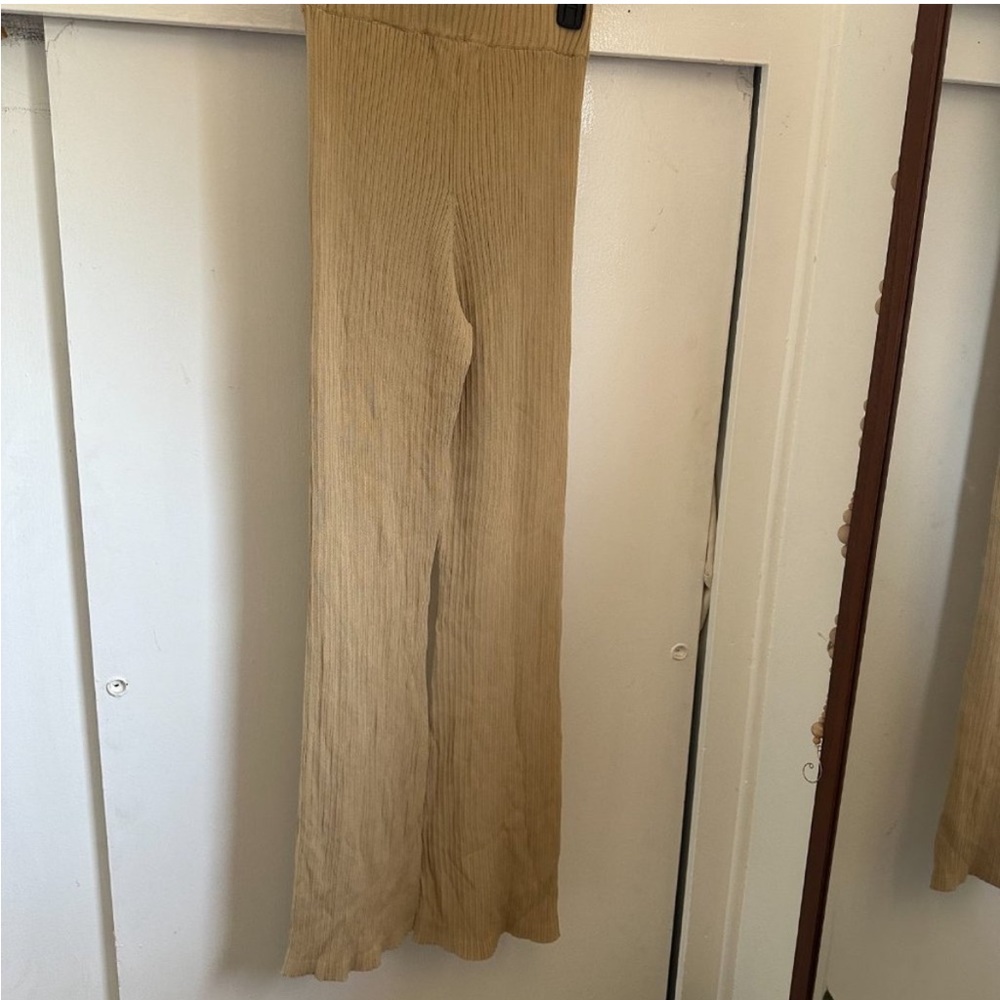 NICHOLAS Tan Ribbed Flared Pants - Picture 4 of 6